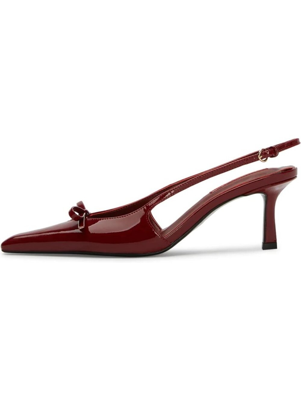 Women's Burgundy Kitten Heels Bow Closed Toe Ankle Strap Sexy Pumps Party Shoes